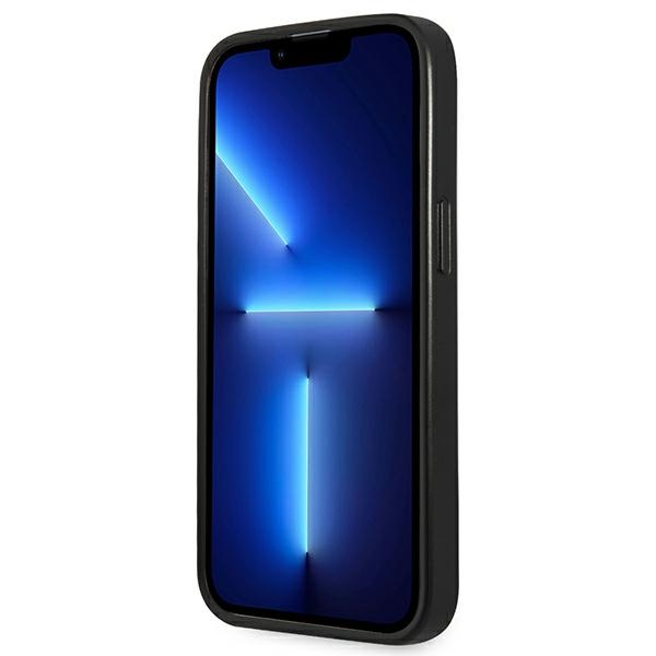 Dėklas Guess GUHCP13LPSATLK iPhone 13 Pro / 13 6,1" juodas/juodas kietas SaffianoTriangle logotipas