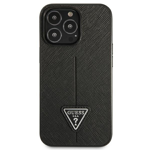 Dėklas Guess GUHCP13LPSATLK iPhone 13 Pro / 13 6,1" juodas/juodas kietas SaffianoTriangle logotipas
