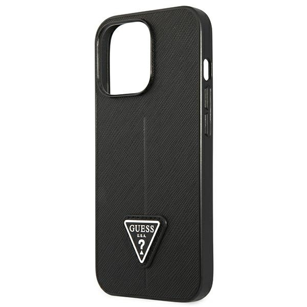 Dėklas Guess GUHCP13LPSATLK iPhone 13 Pro / 13 6,1" juodas/juodas kietas SaffianoTriangle logotipas