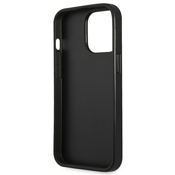 Dėklas Guess GUHCP13LPSATLK iPhone 13 Pro / 13 6,1" juodas/juodas kietas SaffianoTriangle logotipas