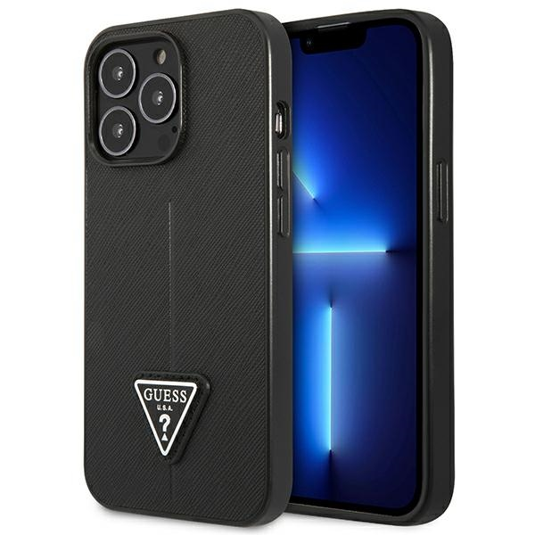 Dėklas Guess GUHCP13LPSATLK iPhone 13 Pro / 13 6,1" juodas/juodas kietas SaffianoTriangle logotipas