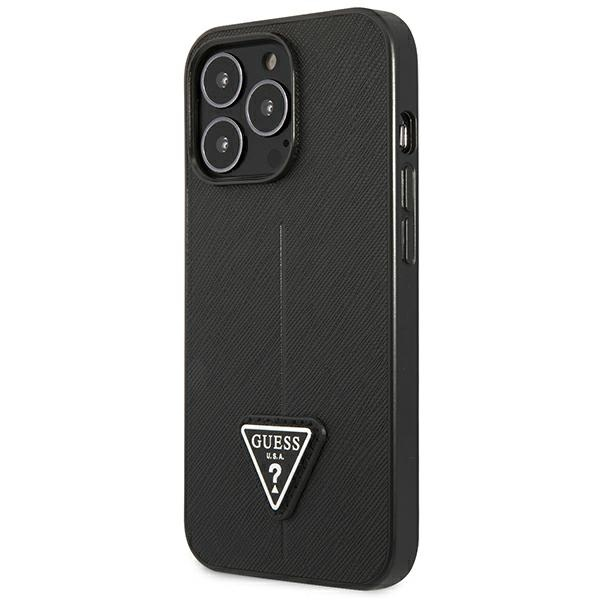 Dėklas Guess GUHCP13LPSATLK iPhone 13 Pro / 13 6,1" juodas/juodas kietas SaffianoTriangle logotipas