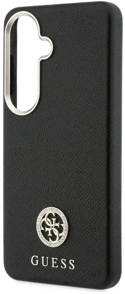 Guess „MagSafe“ dėklas, skirtas „Samsung Galaxy S26+“, su apvaliu, juodu cirkonio akmenėliu ir apvaliu logotipu