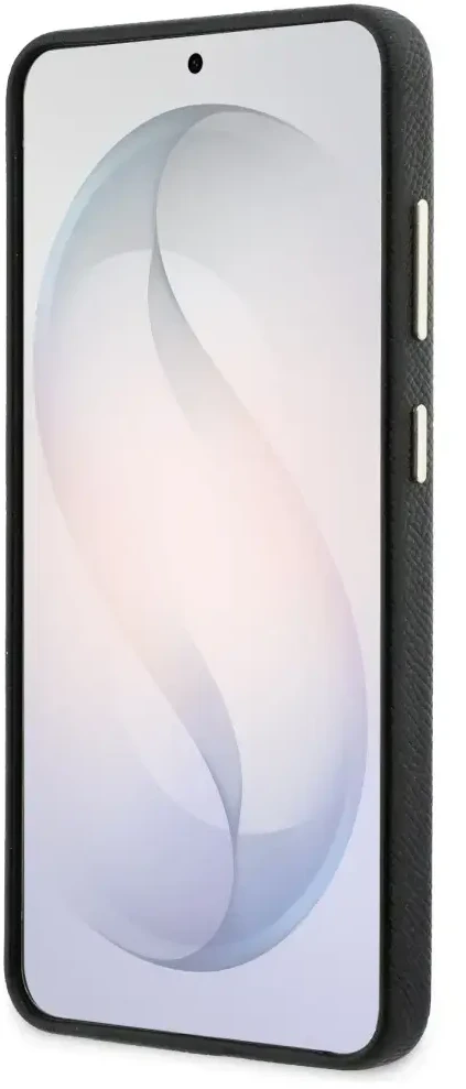 Guess „MagSafe“ dėklas, skirtas „Samsung Galaxy S26+“, su apvaliu, juodu cirkonio akmenėliu ir apvaliu logotipu