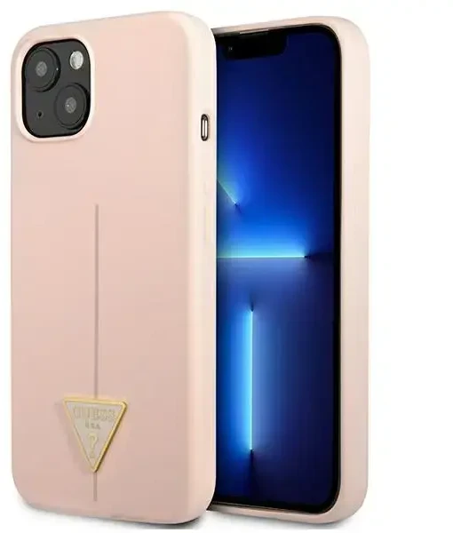 Apple iPhone 13 Guess dėklas Silicone Triangle (GUHCP13MSLTGP) rožinės spalvos