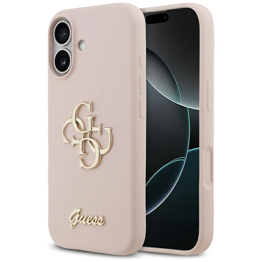GUESS dėklas, skirtas IPHONE 17 GUHCP17SSC4GSMP (silikoninis su dideliu 4G užrašu), rožinis
