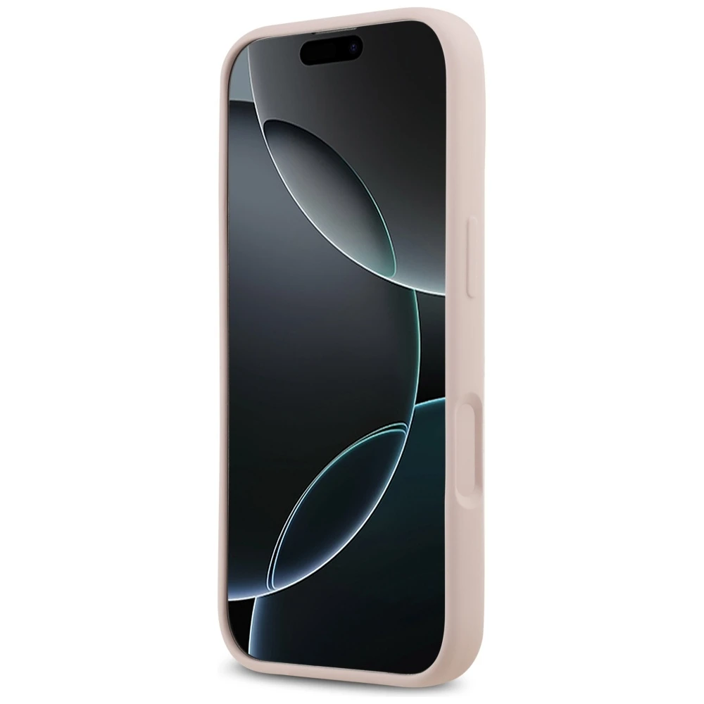 GUESS dėklas, skirtas IPHONE 17 GUHCP17SSC4GSMP (silikoninis su dideliu 4G užrašu), rožinis