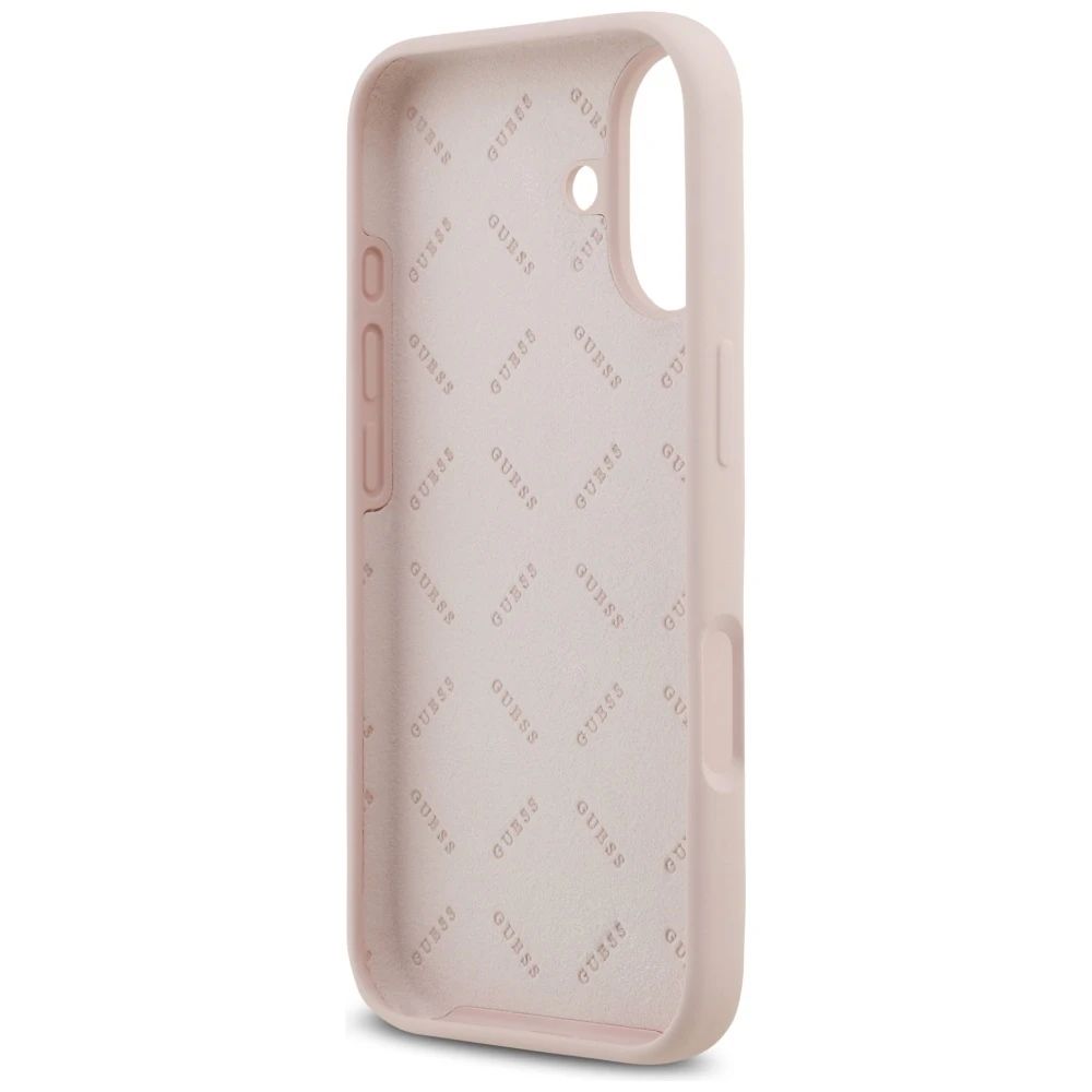 GUESS dėklas, skirtas IPHONE 17 GUHCP17SSC4GSMP (silikoninis su dideliu 4G užrašu), rožinis