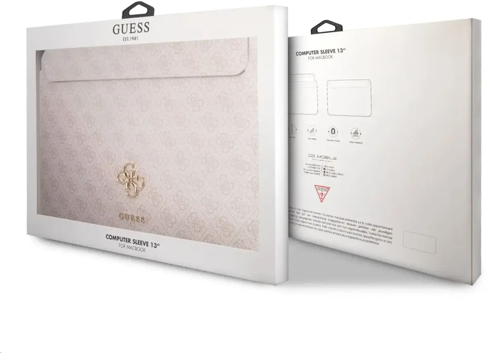 Guess PU 4G Metal Logo Computer Sleeve 13" Rožinė