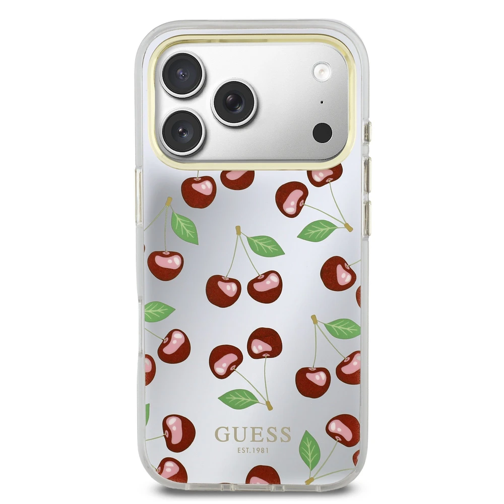 Guess TPU Glitter Cherry MagSafe dėklas skirtas iPhone 17 Pro Max