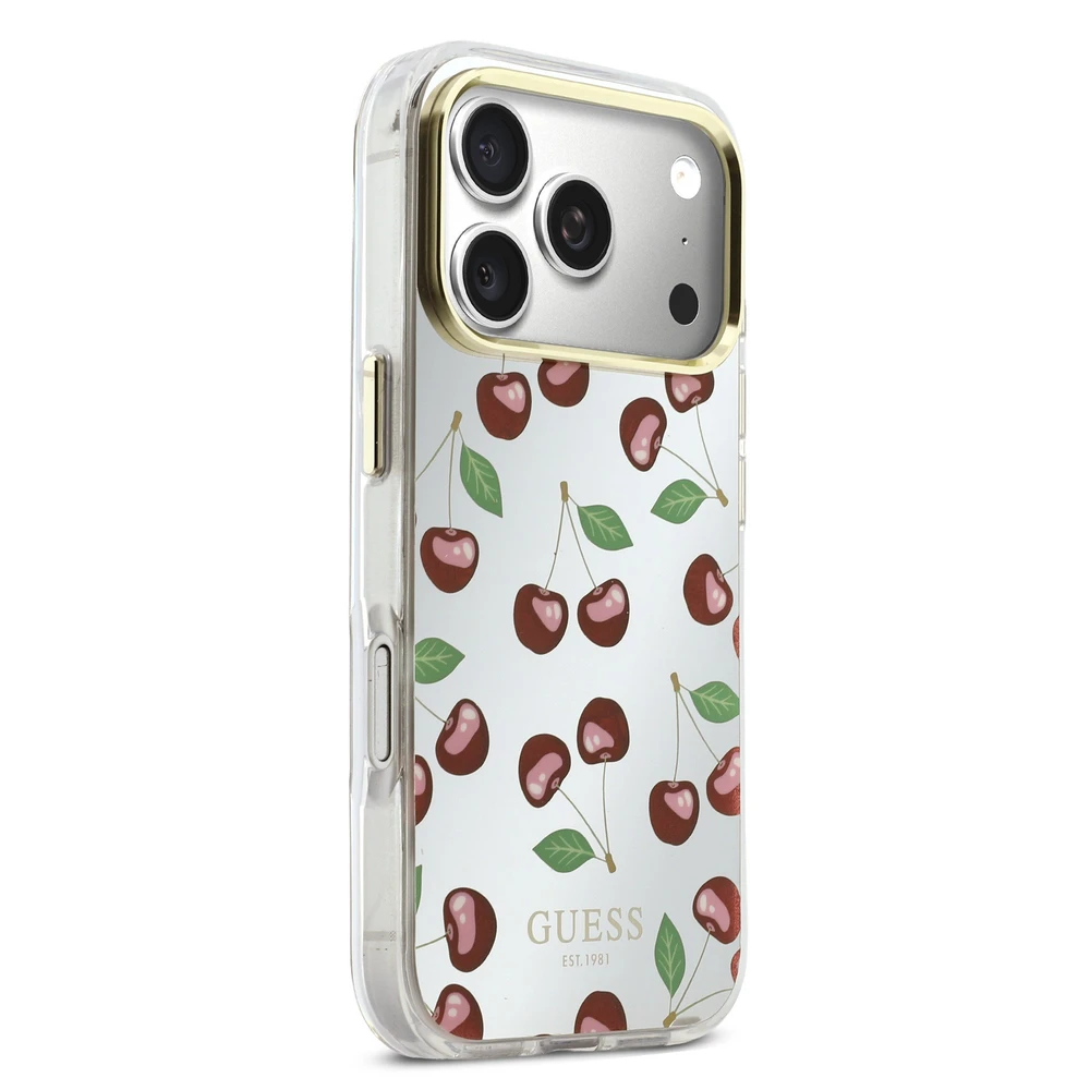 Guess TPU Glitter Cherry MagSafe dėklas skirtas iPhone 17 Pro Max