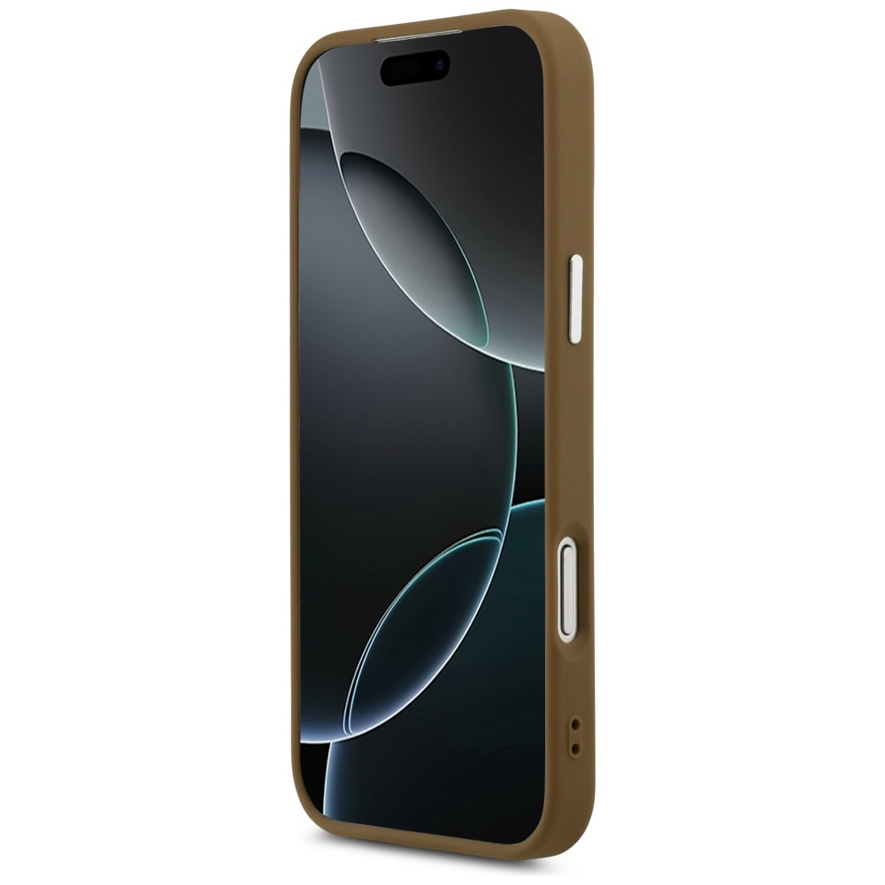 GUESS dėklas, skirtas IPHONE 17 Pro, suderinamas su MagSafe GUHMP17LPSDTSCMW (PU su trikampio logotipu), rudas