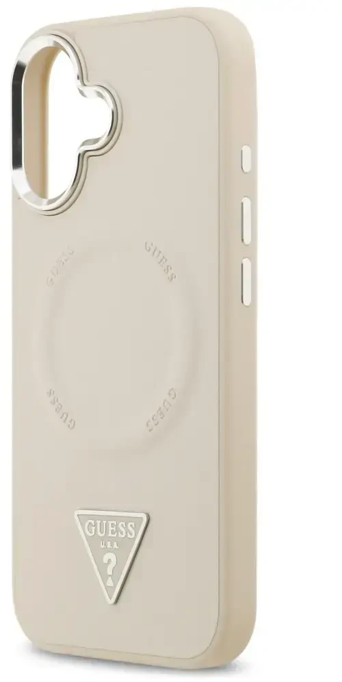 Guess Triangle Logo MagSafe dėklas skirtas Apple iPhone 17 rusvai gelsvas