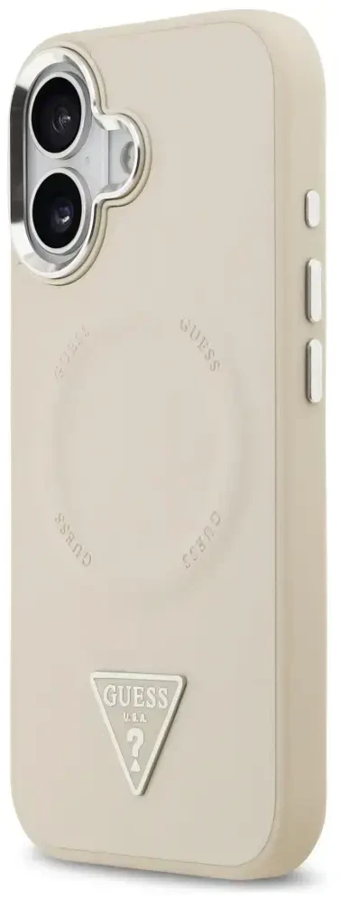Guess Triangle Logo MagSafe dėklas skirtas Apple iPhone 17 rusvai gelsvas