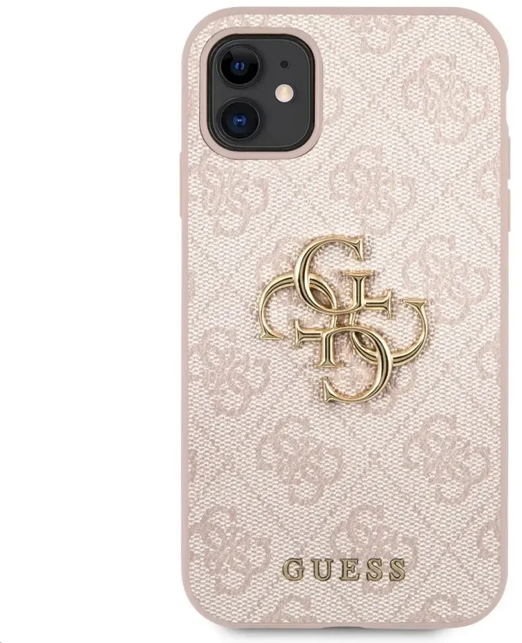 Guess - Guess PU 4G metalinis dėklas su logotipu, skirtas iPhone 11, Rožinė