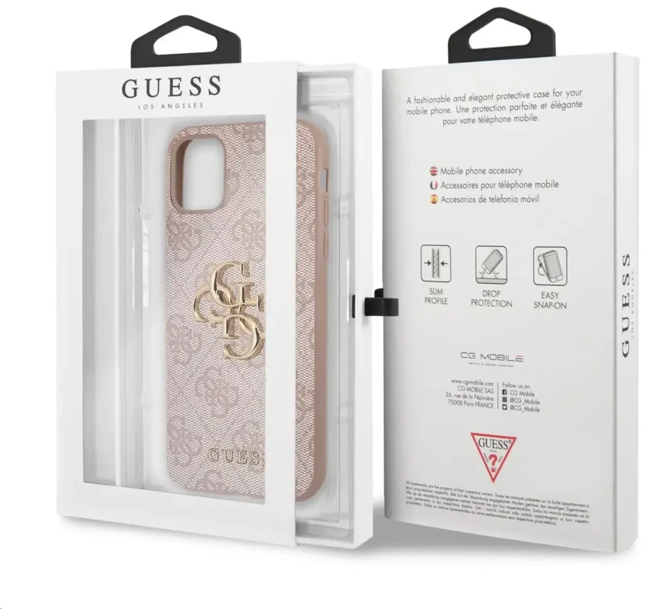 Guess - Guess PU 4G metalinis dėklas su logotipu, skirtas iPhone 11, Rožinė