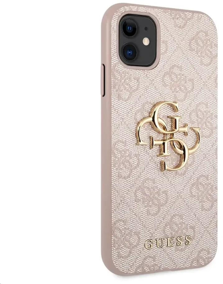 Guess - Guess PU 4G metalinis dėklas su logotipu, skirtas iPhone 11, Rožinė