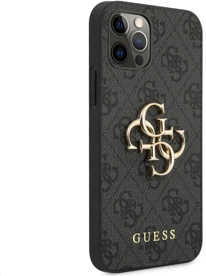 „Guess“ metalinis dėklas „Apple iPhone 12 Pro Max“ su logotipu, pilkas
