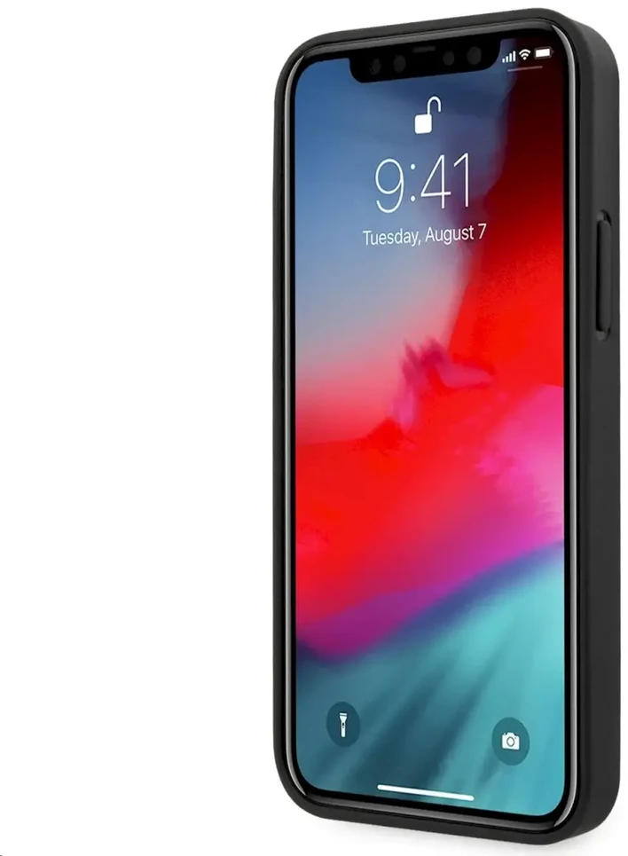 Guess Apple iPhone 12/12 PU 4G metalinis dėklas su logotipu, pilkas