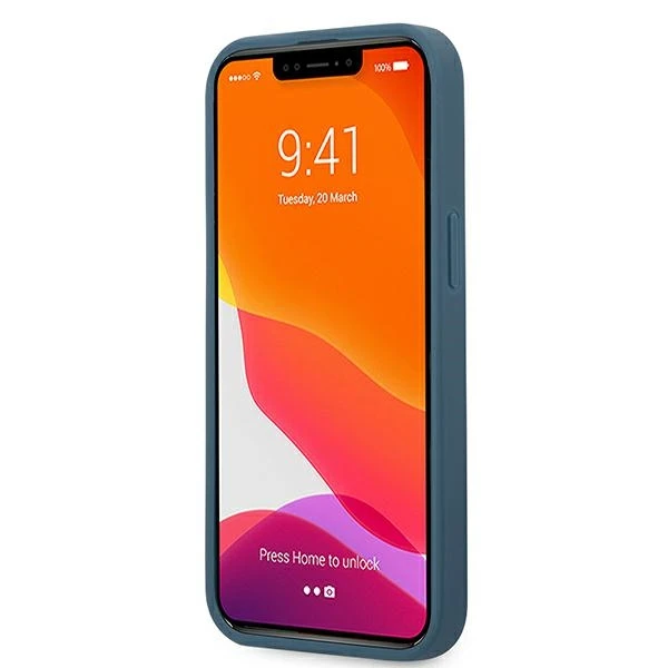 Dėklas GUHCP13L4GDBL Guess PU 4G Printed Stripe Case, skirtas iPhone 13 Pro, mėlynas