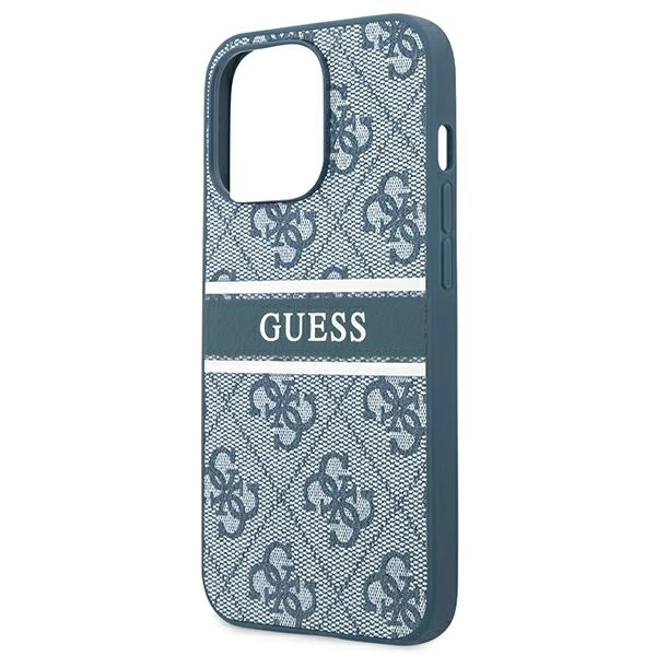 Dėklas GUHCP13L4GDBL Guess PU 4G Printed Stripe Case, skirtas iPhone 13 Pro, mėlynas