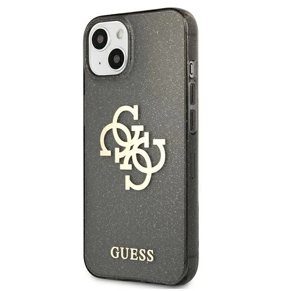 Dėklas GUHCP13MPCUGL4GBK Guess TPU Big 4G Full Glitter Case, skirtas iPhone 13, juodas