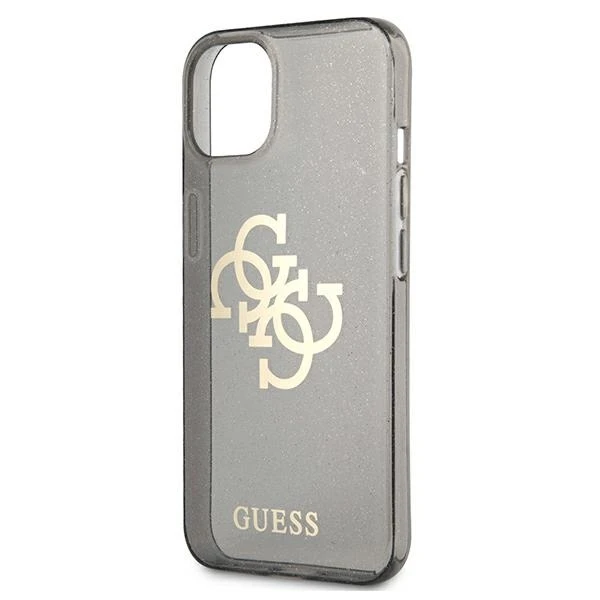 Dėklas GUHCP13MPCUGL4GBK Guess TPU Big 4G Full Glitter Case, skirtas iPhone 13, juodas