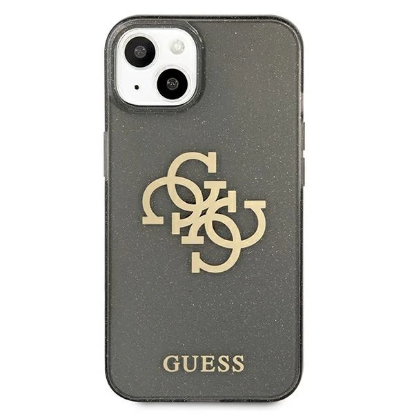 Dėklas GUHCP13MPCUGL4GBK Guess TPU Big 4G Full Glitter Case, skirtas iPhone 13, juodas