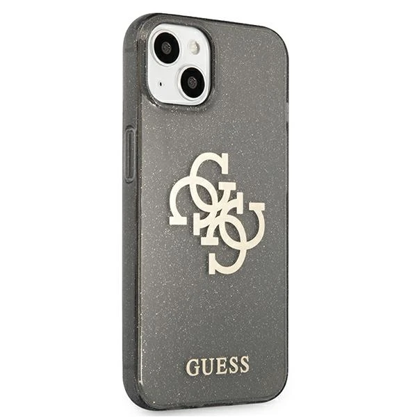 Dėklas GUHCP13MPCUGL4GBK Guess TPU Big 4G Full Glitter Case, skirtas iPhone 13, juodas