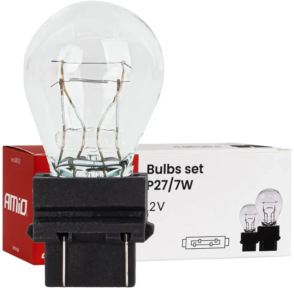 Halogeninės lemputės P27/7W 12V 27/7W W2.5x16Q 10 vnt. amio-04513