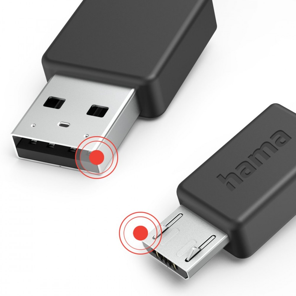 Hama Cables įkrovimo duomenų mikro UBS 1m Juodas