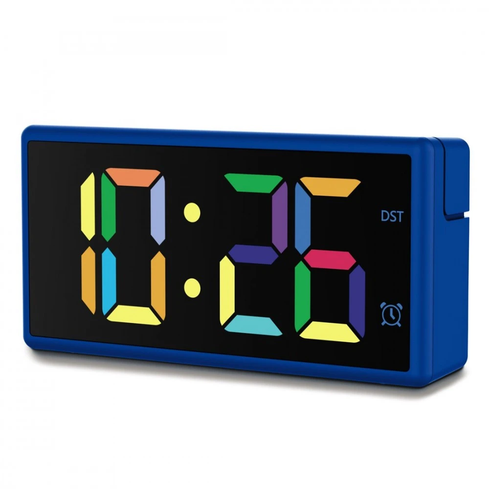 Hama Ibiza Digitālais Modinātājs Ar Multikoloru LCD Displeju USB Lādēšana Zils