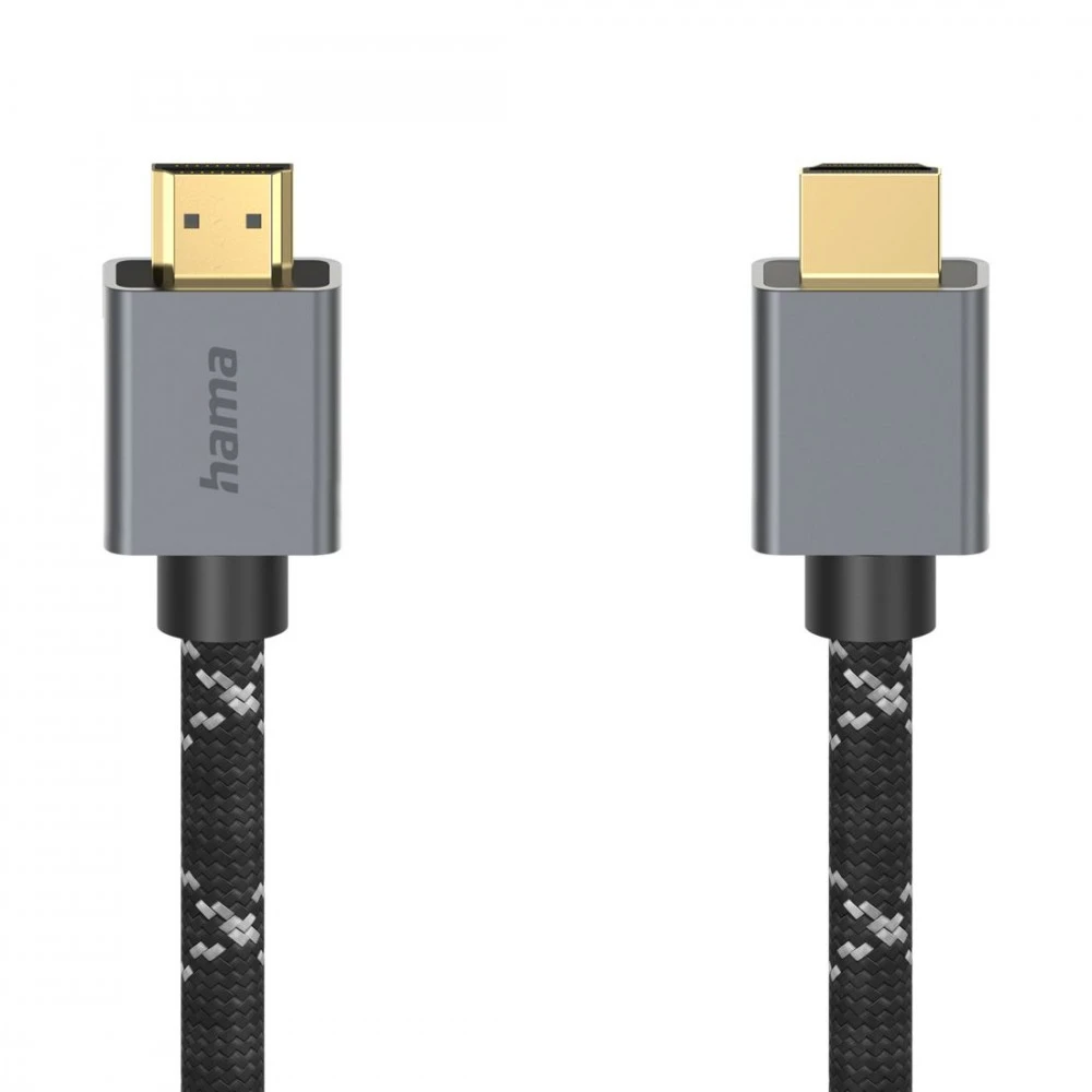 Hama HDMI 2.1 8K 2m, Ultra High Speed, juoda-pilka