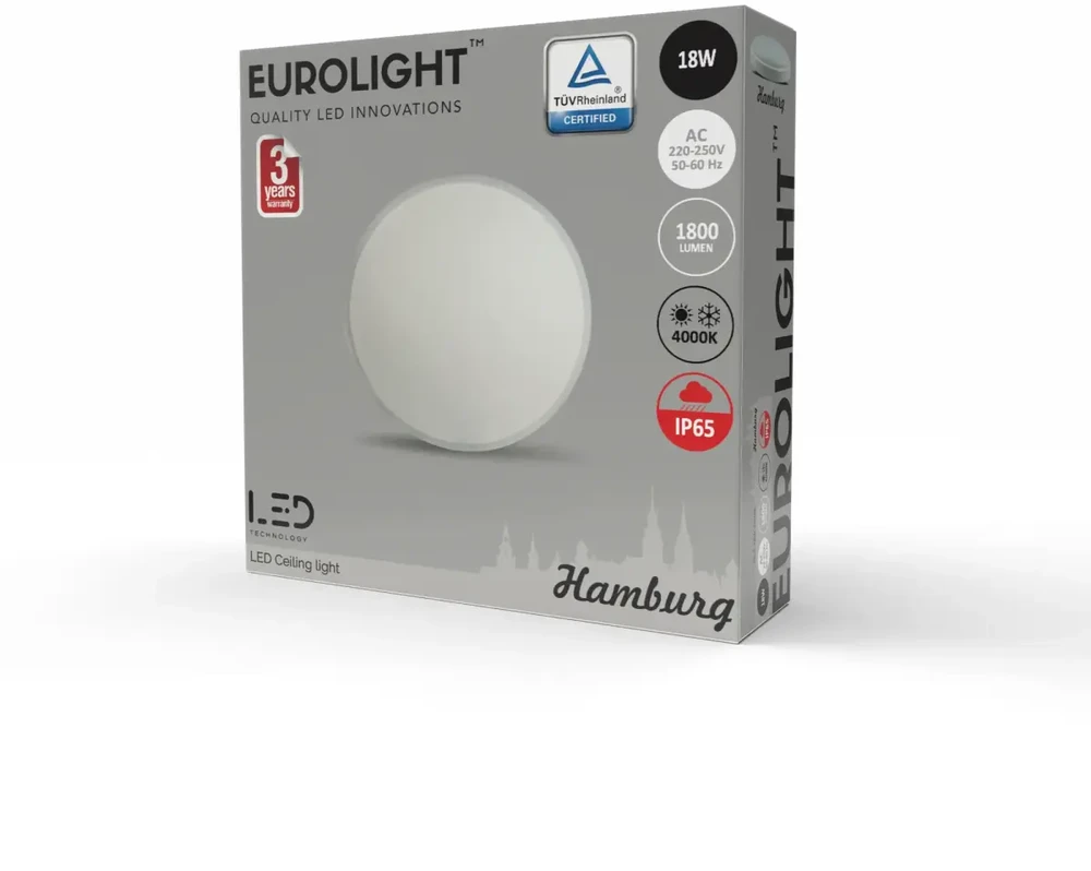 Sieninis šviestuvas Hamburg LED šviestuvas 18W 4000K IP65 Eurolight