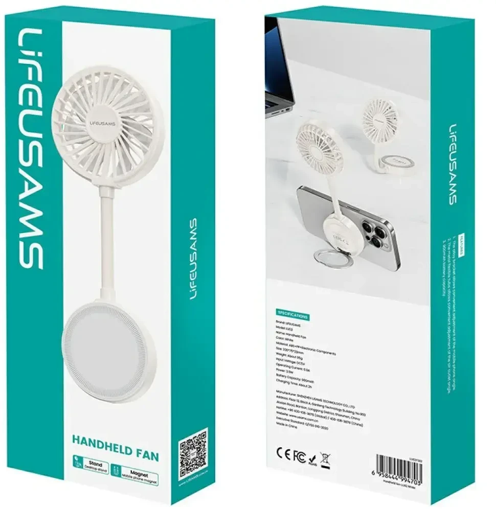Rankinis ventiliatorius USAMS LiFE LU02 baltos spalvos