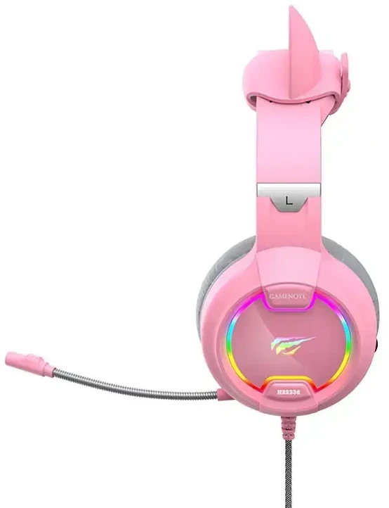Žaidimų ausinės Havit GAMENOTE H2233d RGB rožinės spalvos