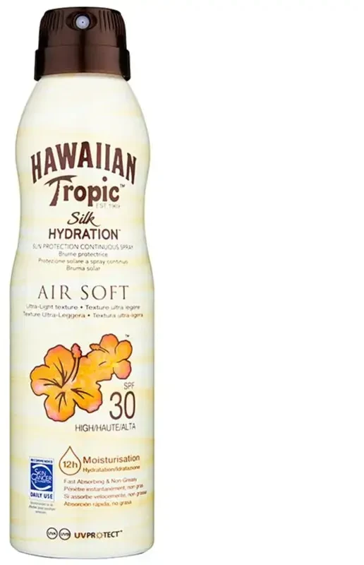 Hawaiian Tropic Šilko drėkinimas "Air Soft" apsauginė migla nuo saulės Spf30 177ml