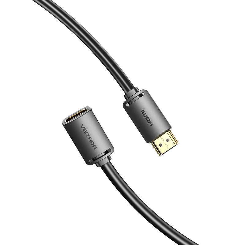 Vention HDMI-A kištukas su HDMI-A moterimi 4K HD PVC kabelis 2 m ventiliacijos AHCBH (juodas)