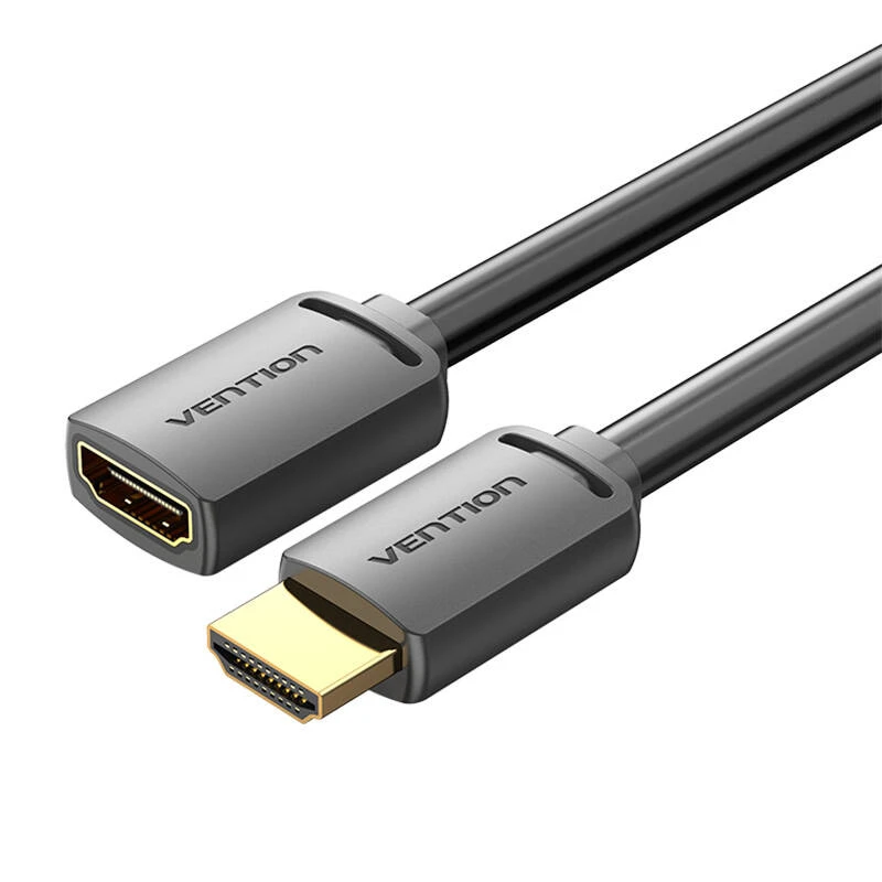 Vention HDMI-A kištukas su HDMI-A moterimi 4K HD PVC kabelis 1 m ventiliacijos AHCBF (juodas)