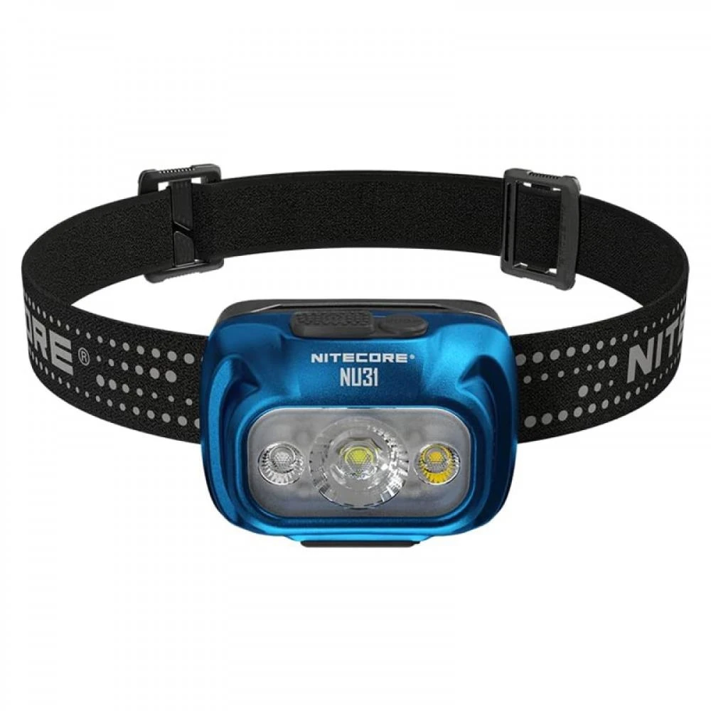 Mėlyna Nitecore NU31 mėlynas headlamp prožektorius