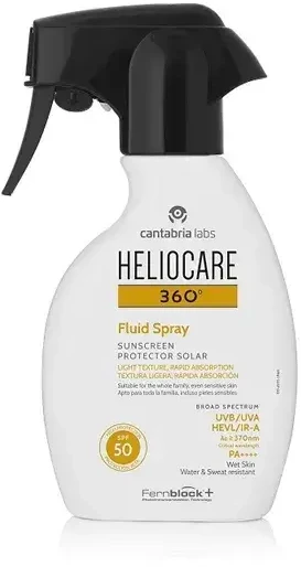 "Heliocare 360º Fluid Purškiklis Spf50" Aukšto lygio apsauga nuo saulės visai šeimai250ml