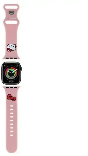 Hello Kitty apyrankė HKAWLSCHBLP Apple Watch 42/44/45/49mm rožinės spalvos apyrankė Silicone Kitty Head