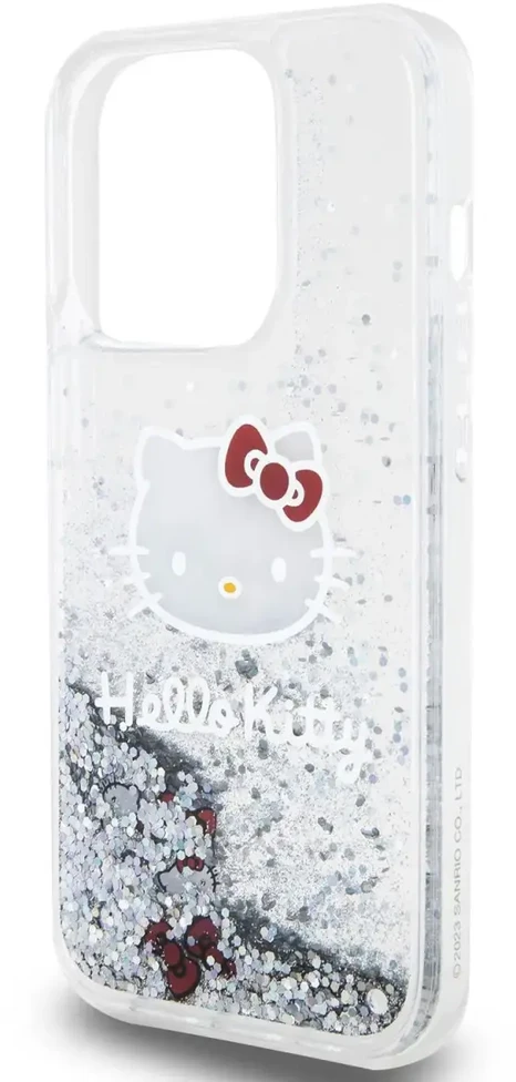 „Hello Kitty“ skystas blizgantis galvanizavimo galvutės logotipo dėklas, skirtas „iPhone 13 Pro“, skaidrus