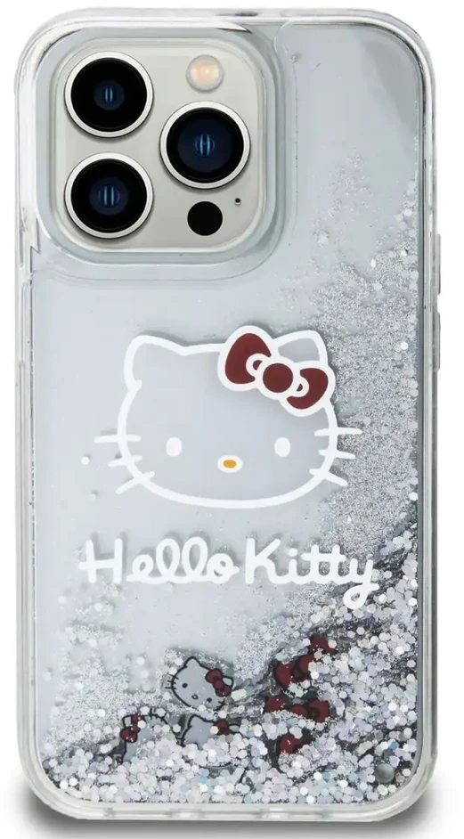 „Hello Kitty“ skystas blizgantis galvanizavimo galvutės logotipo dėklas, skirtas „iPhone 13 Pro“, skaidrus