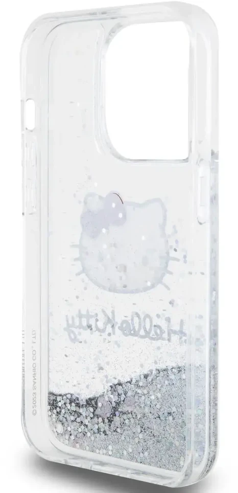 „Hello Kitty“ skystas blizgantis galvanizavimo galvutės logotipo dėklas, skirtas „iPhone 13 Pro“, skaidrus