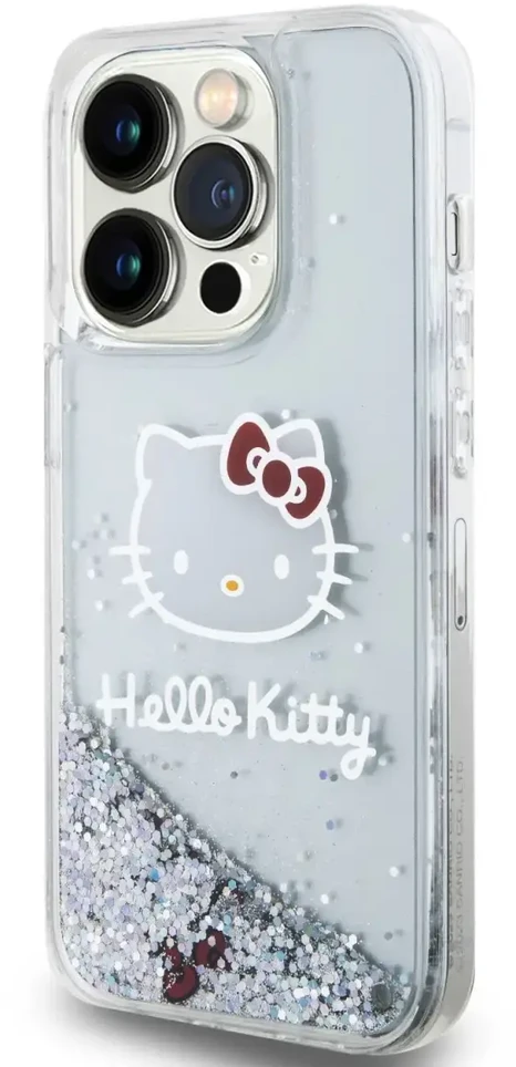 „Hello Kitty“ skystas blizgantis galvanizavimo galvutės logotipo dėklas, skirtas „iPhone 13 Pro“, skaidrus