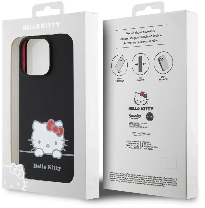 Hello Kitty Liquid Silicone Daydreaming Logo dėklas telefonui Apple iPhone 13 Pro juodos spalvos