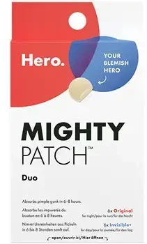 Hero Pleistrai odos trūkumams Mighty Patch Duo (The Original & Invisible Hydrocolloid Patches) 12 vnt.