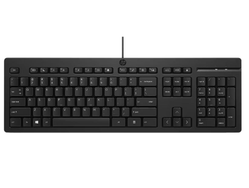 Hewlett Packard (HP) HP 125 G2 Klaviatūra su USB jungtimi su laidu, Sanitizable, Copilot Key - Juodas - US ENG (BULK of 12 pcs)