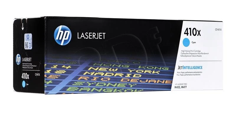Hewlett Packard (HP) HP 410X didelio našumo žalsvai mėlyna originali LaserJet dažų kasetė (5 000 puslapių)
